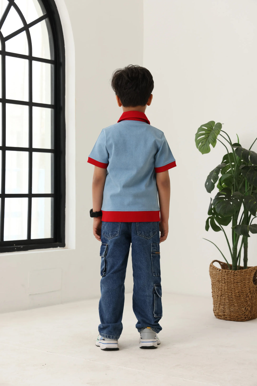 Spunkies Boys Blue Cotton Zip Shirt with Graphic Design