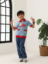 Spunkies Boys Blue Cotton Zip Shirt with Graphic Design