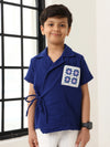 Spunkies Boys Textured Resort Collar Short Sleeves Wrap Shirt and Trousers Set