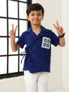Spunkies Boys Textured Resort Collar Short Sleeves Wrap Shirt and Trousers Set