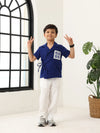 Spunkies Boys Textured Resort Collar Short Sleeves Wrap Shirt and Trousers Set