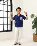 Spunkies Boys Textured Resort Collar Short Sleeves Wrap Shirt and Trousers Set