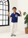 Spunkies Boys Textured Resort Collar Short Sleeves Wrap Shirt and Trousers Set
