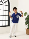 Spunkies Boys Textured Resort Collar Short Sleeves Wrap Shirt and Trousers Set