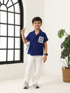 Spunkies Boys Textured Resort Collar Short Sleeves Wrap Shirt and Trousers Set