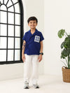 Spunkies Boys Textured Resort Collar Short Sleeves Wrap Shirt and Trousers Set