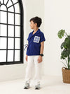 Spunkies Boys Textured Resort Collar Short Sleeves Wrap Shirt and Trousers Set