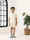 Spunkies Boys Cream Solid Crew Neck Short Sleeves T-Shirt and Shorts Set