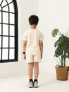 Spunkies Boys Cream Solid Crew Neck Short Sleeves T-Shirt and Shorts Set