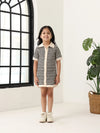 Spunkies Black Girls Crochet Striped Spread Collar Short Sleeves Shirt Dress