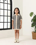 Spunkies Black Girls Crochet Striped Spread Collar Short Sleeves Shirt Dress