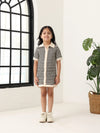 Spunkies Black Girls Crochet Striped Spread Collar Short Sleeves Shirt Dress