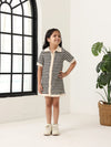 Spunkies Black Girls Crochet Striped Spread Collar Short Sleeves Shirt Dress