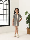 Spunkies Black Girls Crochet Striped Spread Collar Short Sleeves Shirt Dress