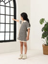 Spunkies Black Girls Crochet Striped Spread Collar Short Sleeves Shirt Dress
