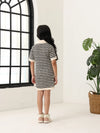 Spunkies Black Girls Crochet Striped Spread Collar Short Sleeves Shirt Dress