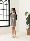 Spunkies Black Girls Crochet Striped Spread Collar Short Sleeves Shirt Dress