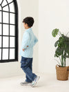 Spunkies Blue Boys Textured Cuban Collar Long Sleeves Shirt