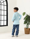 Spunkies Blue Boys Textured Cuban Collar Long Sleeves Shirt