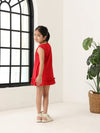 Red Cotton Sleeveless Ruffle Hem Dress