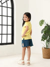 Spunkies Yellow Girls Solid Peter Pan Collar Short Sleeves Polo T-Shirt