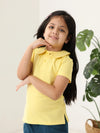 Spunkies Yellow Girls Solid Peter Pan Collar Short Sleeves Polo T-Shirt