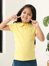 Spunkies Yellow Girls Solid Peter Pan Collar Short Sleeves Polo T-Shirt