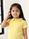 Spunkies Yellow Girls Solid Peter Pan Collar Short Sleeves Polo T-Shirt