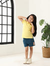 Spunkies Yellow Girls Solid Peter Pan Collar Short Sleeves Polo T-Shirt