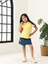Spunkies Yellow Girls Solid Peter Pan Collar Short Sleeves Polo T-Shirt