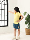 Spunkies Yellow Girls Solid Peter Pan Collar Short Sleeves Polo T-Shirt