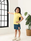 Spunkies Yellow Girls Solid Peter Pan Collar Short Sleeves Polo T-Shirt