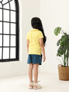 Spunkies Yellow Girls Solid Peter Pan Collar Short Sleeves Polo T-Shirt