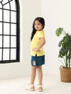 Spunkies Yellow Girls Solid Peter Pan Collar Short Sleeves Polo T-Shirt