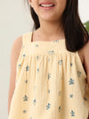 Spunkies Girls Ecru Geometric Print Square Neck Sleeveless Top and Trousers Set