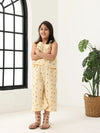 Spunkies Girls Ecru Geometric Print Square Neck Sleeveless Top and Trousers Set