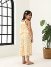 Spunkies Girls Ecru Geometric Print Square Neck Sleeveless Top and Trousers Set