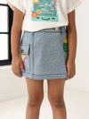Spunkies Girls Light Wash Denim Lycra Skirt with Patch Pockets