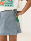Spunkies Girls Light Wash Denim Lycra Skirt with Patch Pockets