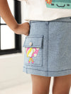 Spunkies Girls Light Wash Denim Lycra Skirt with Patch Pockets