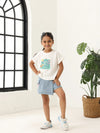 Spunkies Girls Light Wash Denim Lycra Skirt with Patch Pockets