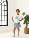 Spunkies Girls Light Wash Denim Lycra Skirt with Patch Pockets