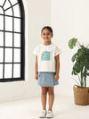Spunkies Girls Light Wash Denim Lycra Skirt with Patch Pockets