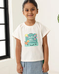 Spunkies Girls Light Wash Denim Lycra Skirt with Patch Pockets