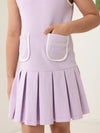 Spunkies Purple Girls Solid Peter Pan Collar Sleeveless Pleated A-Line Dress
