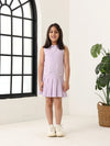 Spunkies Purple Girls Solid Peter Pan Collar Sleeveless Pleated A-Line Dress