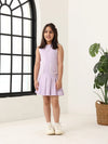 Spunkies Purple Girls Solid Peter Pan Collar Sleeveless Pleated A-Line Dress