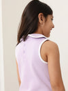 Spunkies Purple Girls Solid Peter Pan Collar Sleeveless Pleated A-Line Dress