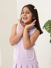 Spunkies Purple Girls Solid Peter Pan Collar Sleeveless Pleated A-Line Dress