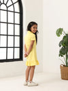 Spunkies Yellow Girls Solid Collared Short Sleeves T-Shirt Dress